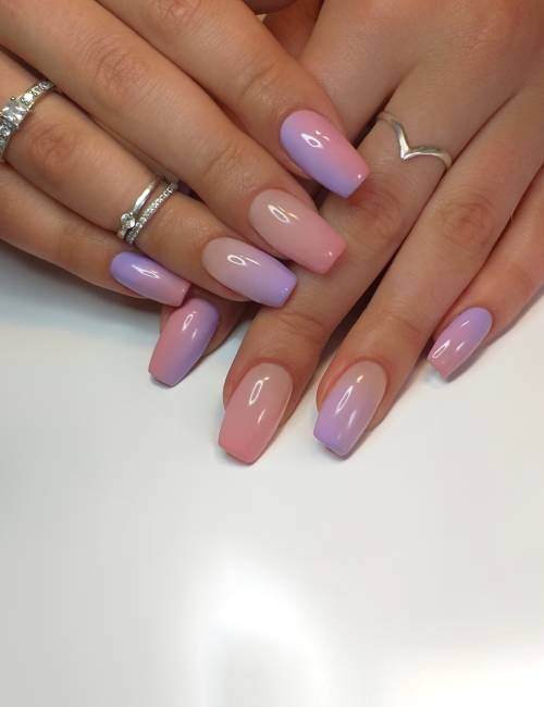 Spring acrylic nails with ombre design