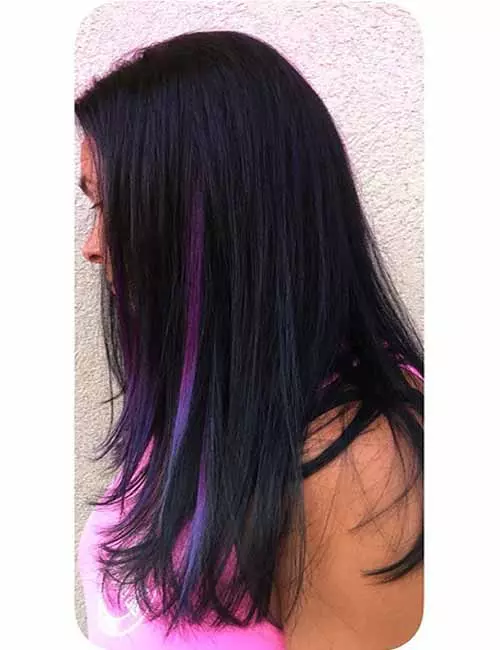 Purple hidden highlights for dark hair