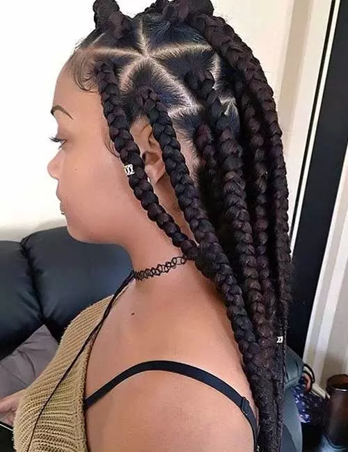 Triangular Parted Box Braids