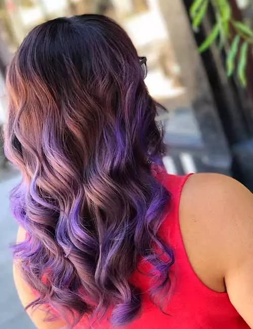 Lavender balayage highlights for dark hair
