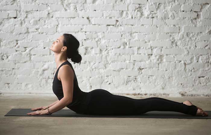 Bhujangasana yoga pose to relieve chest pain