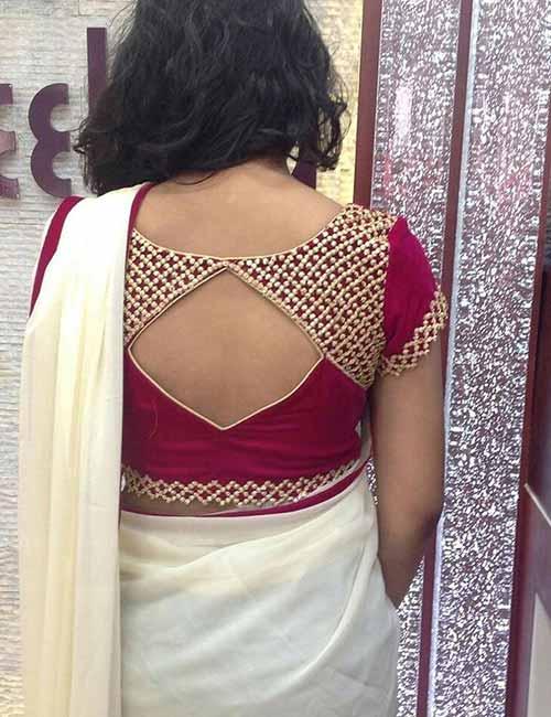 Blouse back neck designs with cheap lace