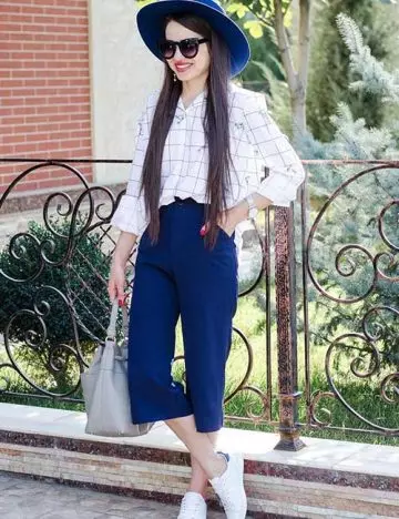 Style your culotte pants with a white shirt