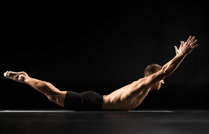 Power yoga workout Salabhasana for beginners
