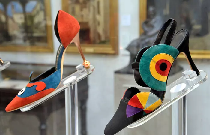 Colorful artsy heels from Manolo Blahnik, an expensive shoe brand