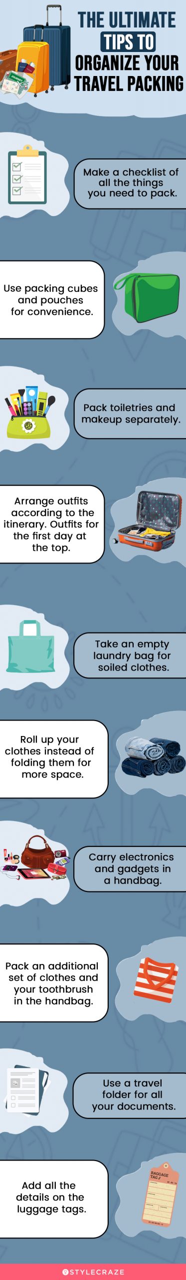 the ultimate tips to organize your travel packing (infographic)