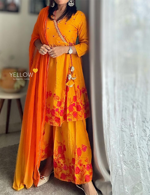 Flared top and sharara design from Yellow by Keerthi Reddy
