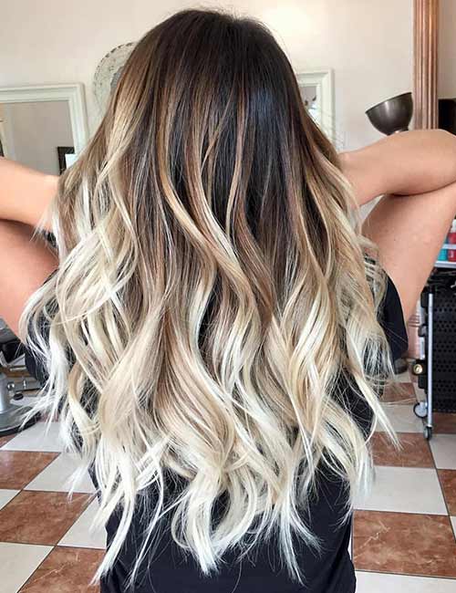 Caramel iced latte hair color for brown to blonde hair