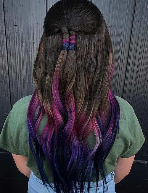 brown to purple hair ombre