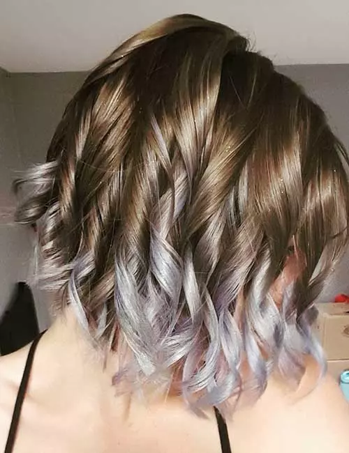 Silver tinted lavender ombre hair color