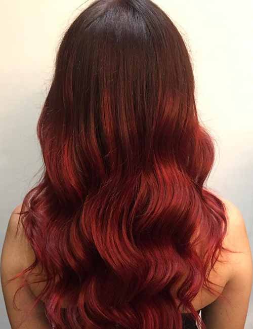 Auburn waterfall is among the best styling ideas for your red ombre hair