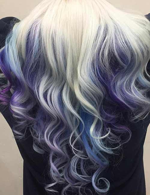 Platinum peekaboo mermaid hair color