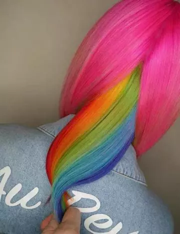 Peekaboo candy rainbow hair color