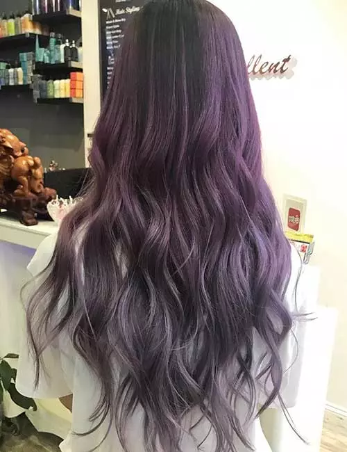 Dark to light lavender ombre hair color