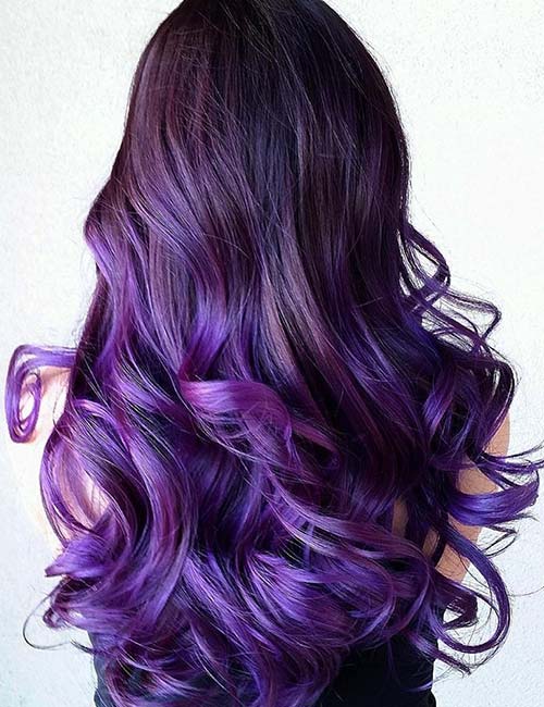 Deep purple in purple ombre hairstyles