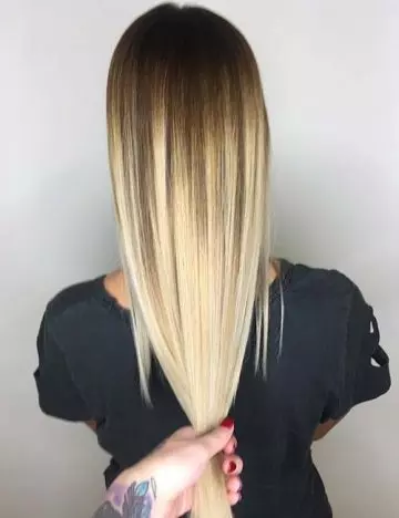 Latte fade hair color for brown to blonde hair