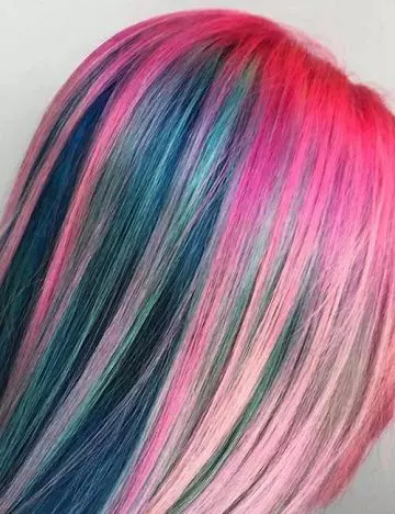 Streaked with candy hair color