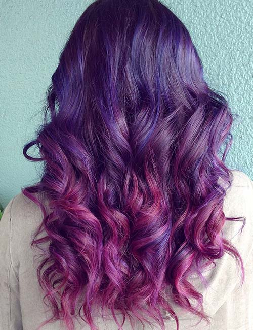 Electric amethyst in purple ombre hairstyles