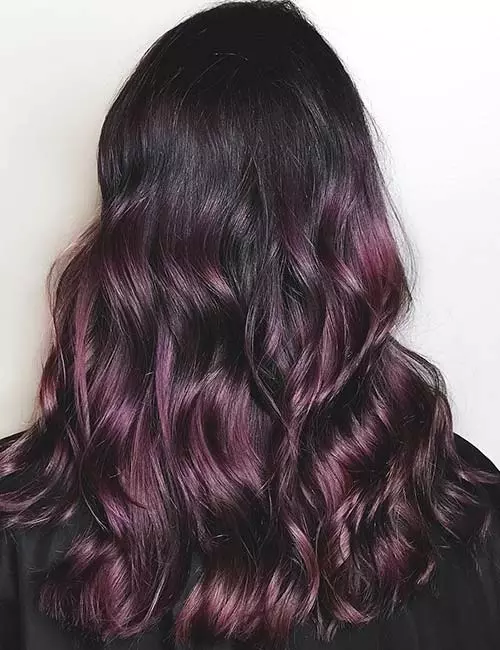 Deep plum passion in purple ombre hairstyles