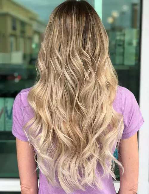 Dimensional blonde hair color for brown to blonde hair