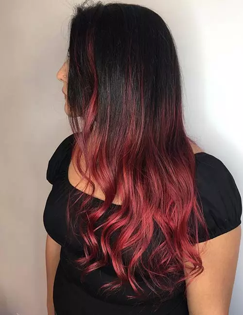 Homage to wine is among the best styling ideas for your red ombre hair