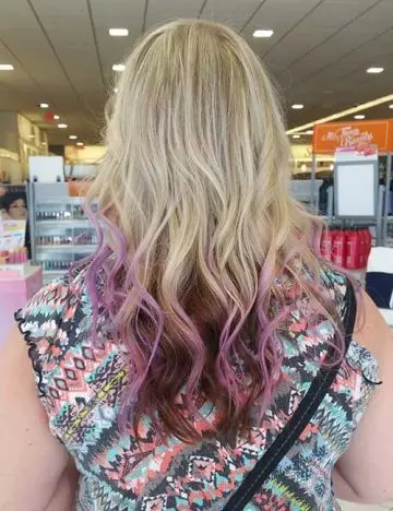 Pops of color lavender ombre hair color