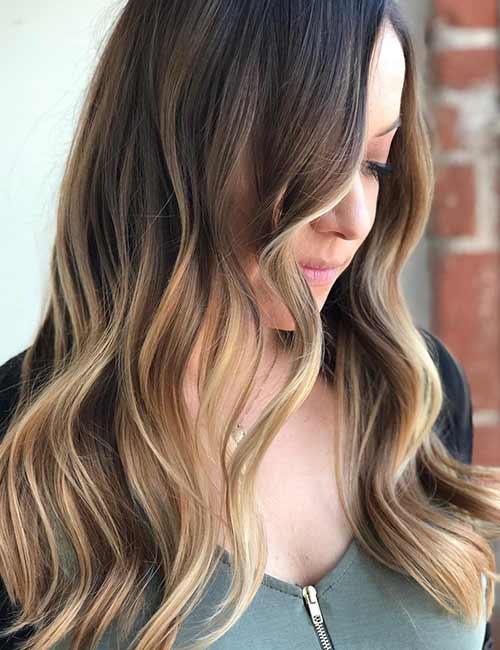 Babylights hair color idea for brown to blonde hair