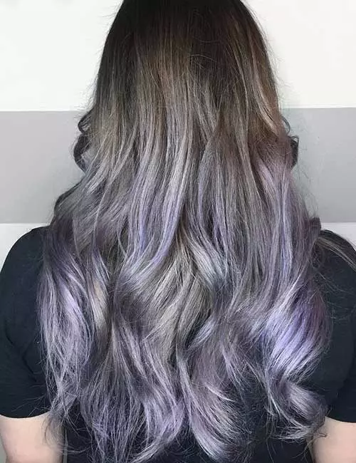 Metallic lavender ombre hair color