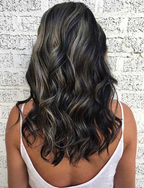 Dark Brown Hair Silver Highlights