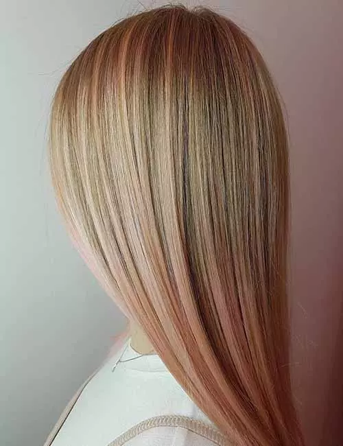 Pastel peach ash blonde highlights