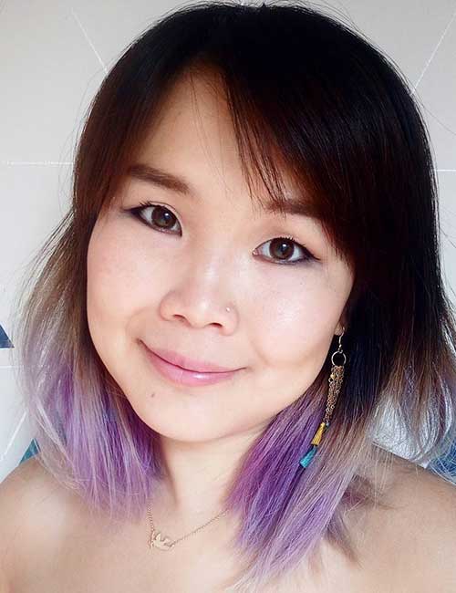 Dip dyed lavender ombre hair color