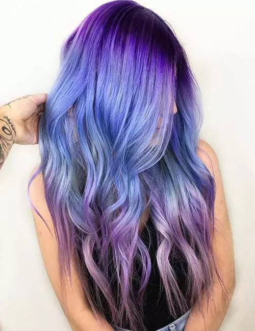 Displaced purple in purple ombre hairstyles