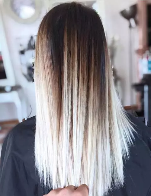 High contrast balayage hair color for brown to blonde hair
