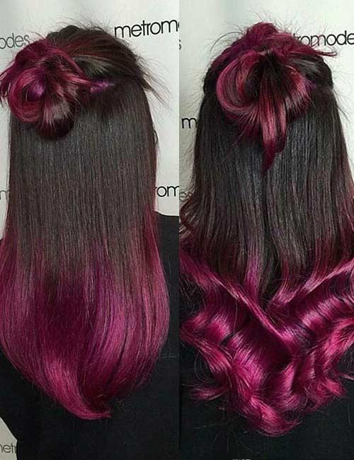 brown to purple hair ombre