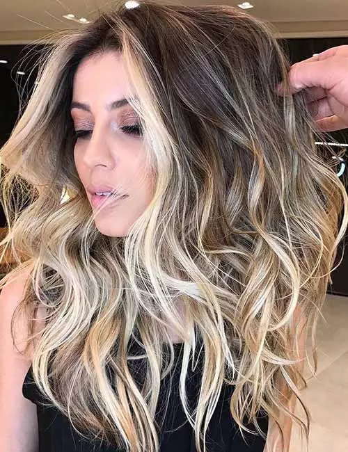 Balayage with dimension hair color for brown to blonde hair