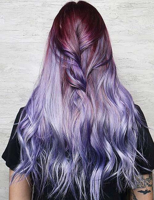 Molten lilac in purple ombre hairstyles