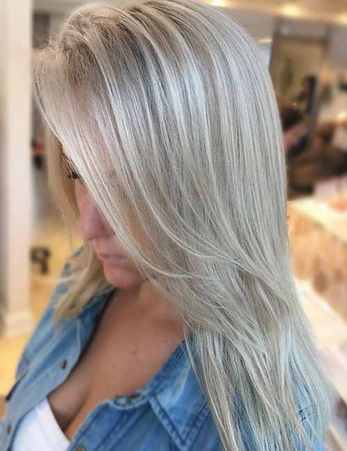Rooted ash blonde highlights is perfect for fine hair