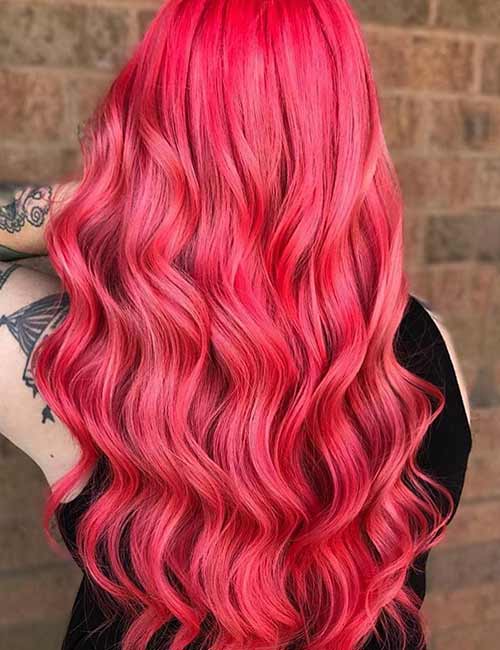 Red sorbet cotton candy hair color