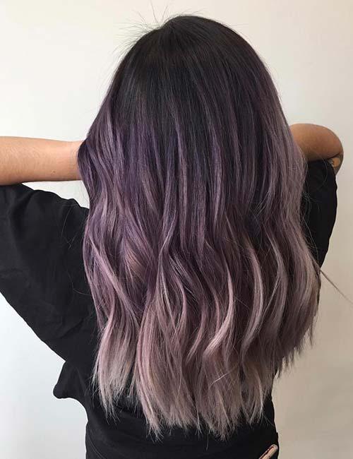 brown to purple hair ombre