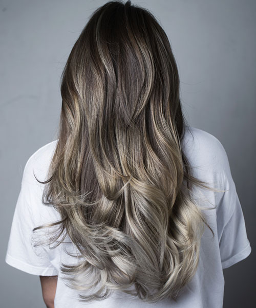 Woman with ash blonde highlights