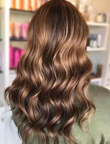 Glossy chocolate balayage hair color for brunettes