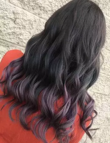 Lavender ombre hair color on dark hair
