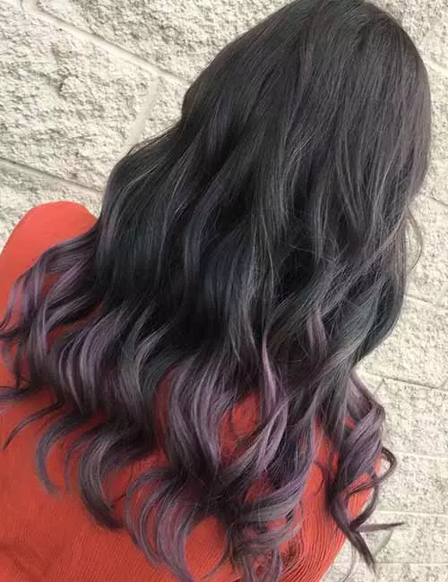 Lavender ombre hair color on dark hair