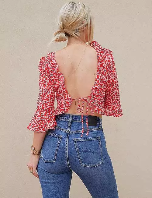 High waisted jeans with a backless top