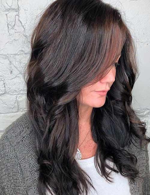 Dimensional dark chocolate hair color idea for brunettes