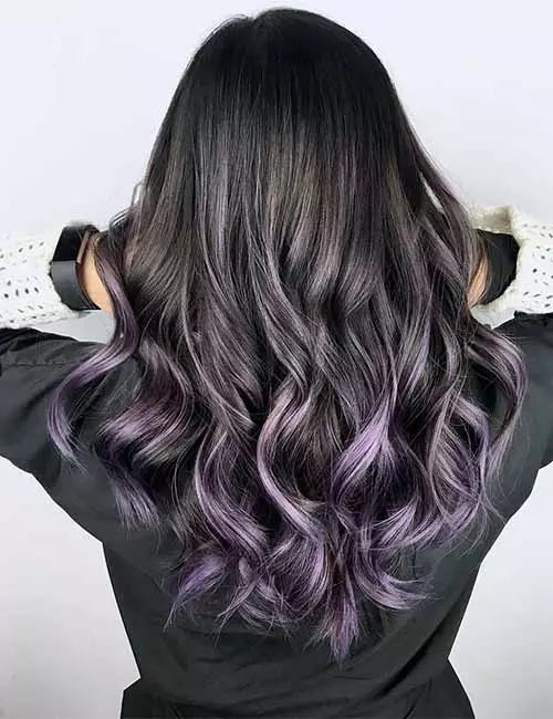Purple ombre hair color on dark hair