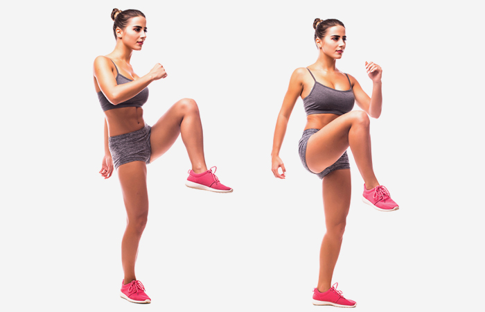 High knees HIIT exercise for fat loss