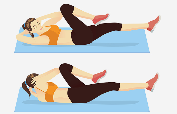 Bicycle crunches HIIT exercise for fat loss
