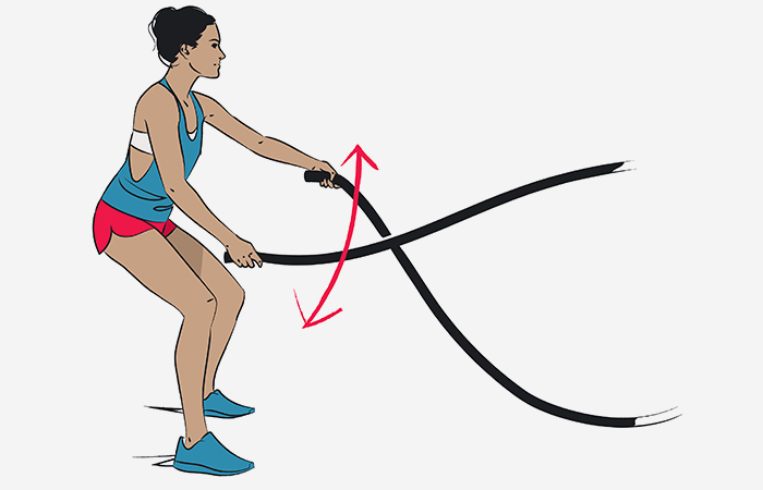 Battle rope HIIT exercise for fat loss