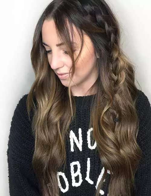 Smooth dirty brown ombre hair color on dark hair